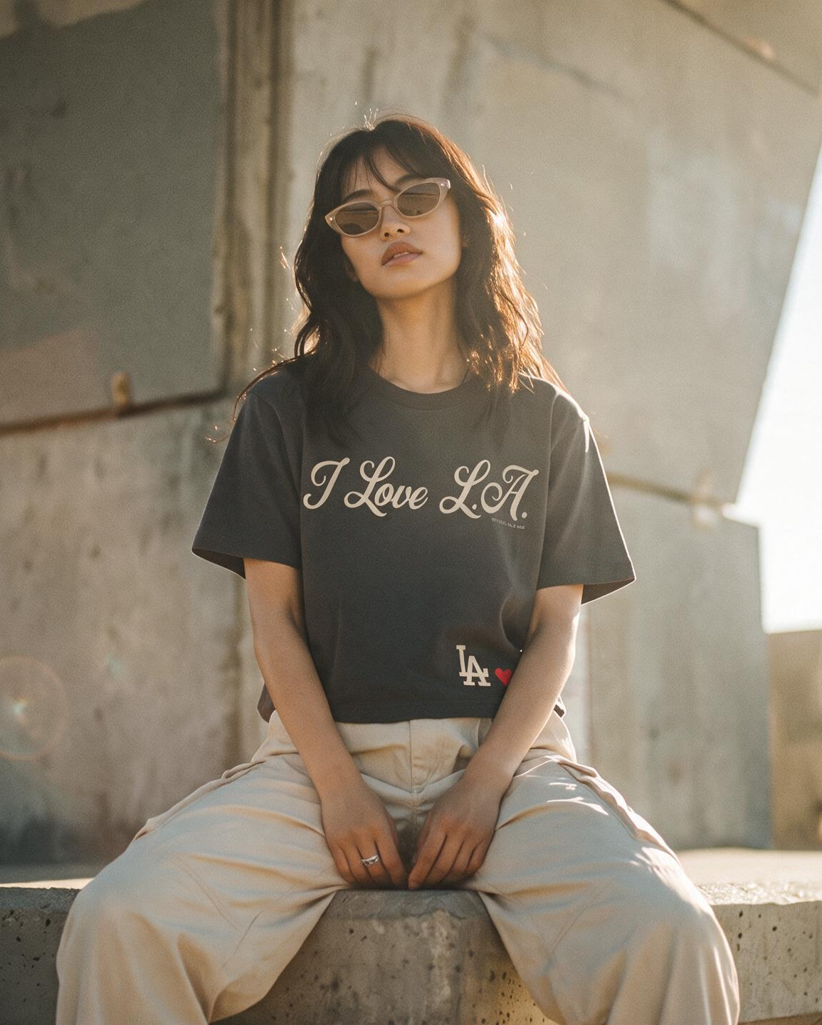 I LOVE L.A. x DODGERS WOMEN'S COAL CARTER TEE - Sportiqe Apparel