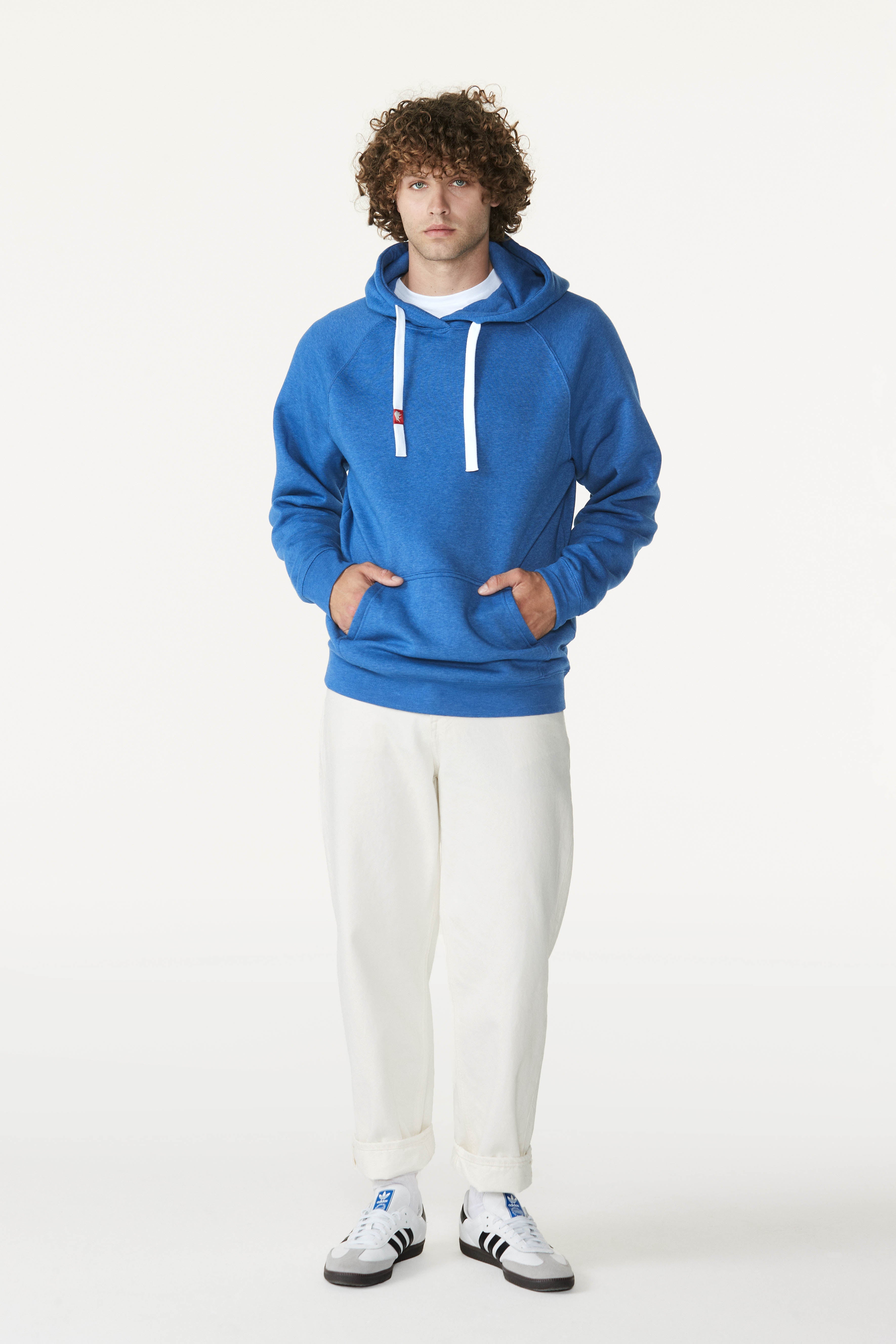 Blue hoodie with white hood hotsell